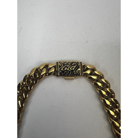 GLD Cuban Link Chain Necklace Gold Tone‎ Statement Jewelry Hip Hop Style - Picture 3 of 10